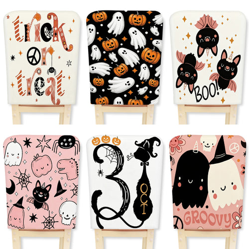 Gepolsterte Stuhlrücken-Abdeckung mit Halloween-Illustration und Spinnennetz-Design