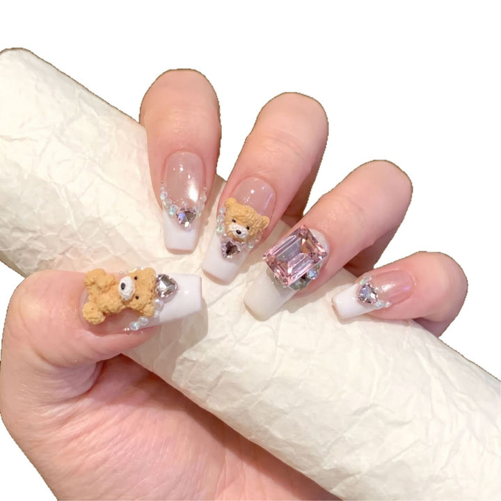 Niedliches von Tieren inspiriertes Press-On Nagelkunst-Set Karnz