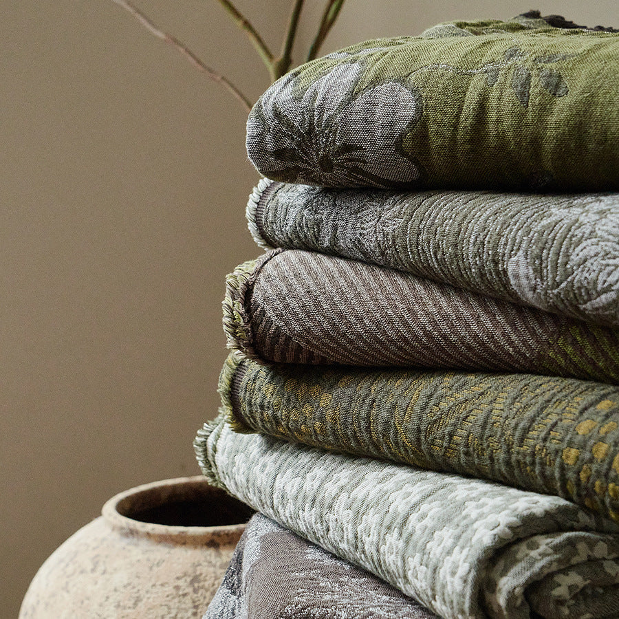 Jacquard Blumentexturiertes Wurfdecke mit Fransenrand