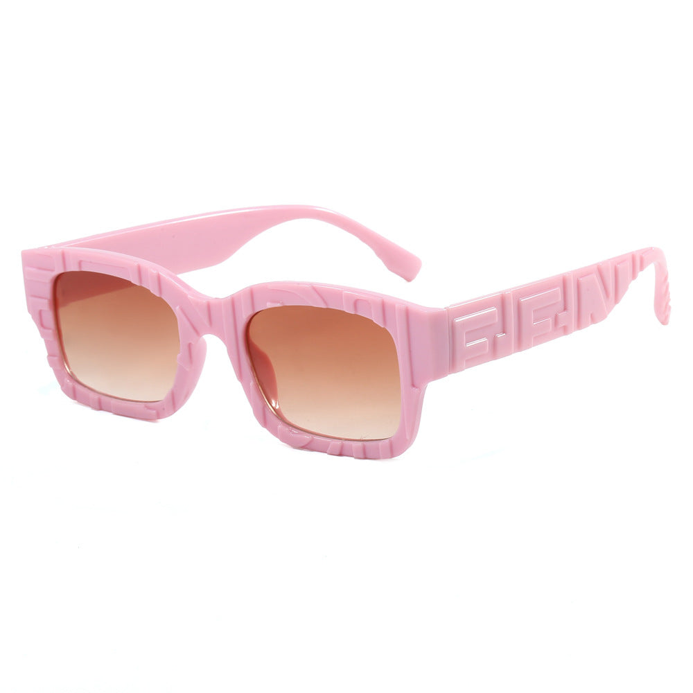 Damen modische quadratische Sonnenbrille mit strukturiertem Rahmen und UV-Schutz Karnz