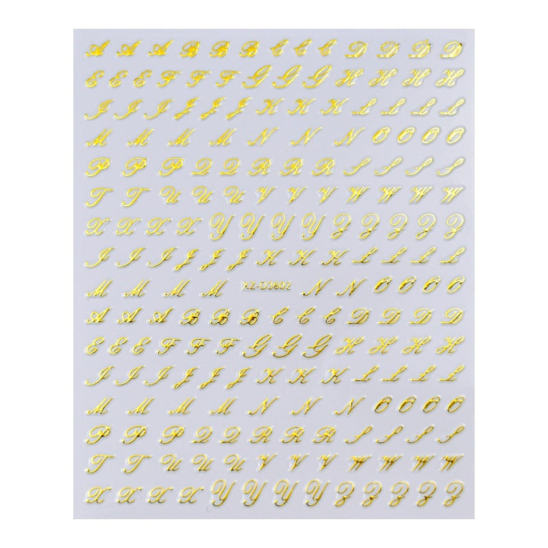 Dekorative Alphabet Nagelkunst Aufkleber