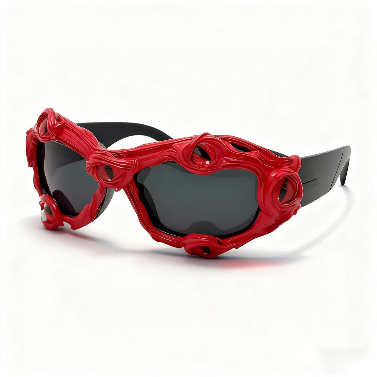 Damen kreative Designer-Sonnenbrille mit extravaganten 3D-Elementen Karnz