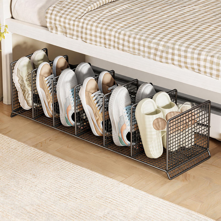 Vertikaler Mesh-Trennschuhregal für kompakte Unter-Bett- und Eingangsbereichspeicherung
