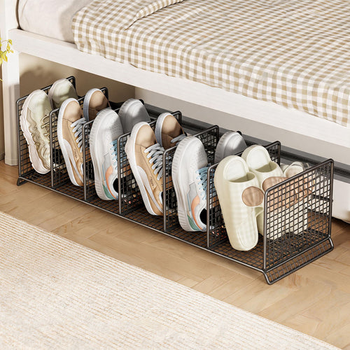 Vertikaler Mesh-Trennschuhregal für kompakte Unter-Bett- und Eingangsbereichspeicherung