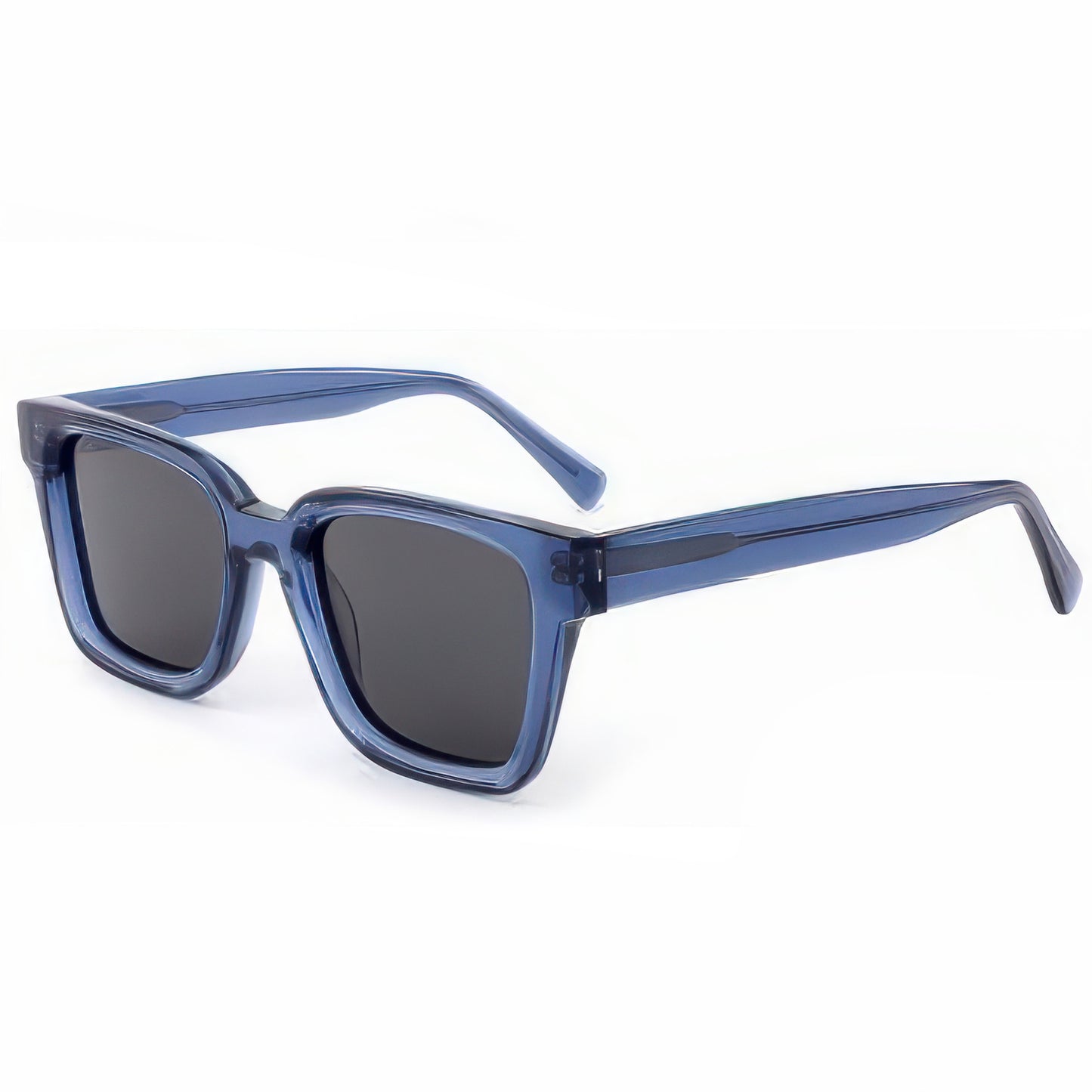 Damen modische quadratische Sonnenbrille mit transparentem Kunststoffrahmen und polarisierten Gläsern Karnz