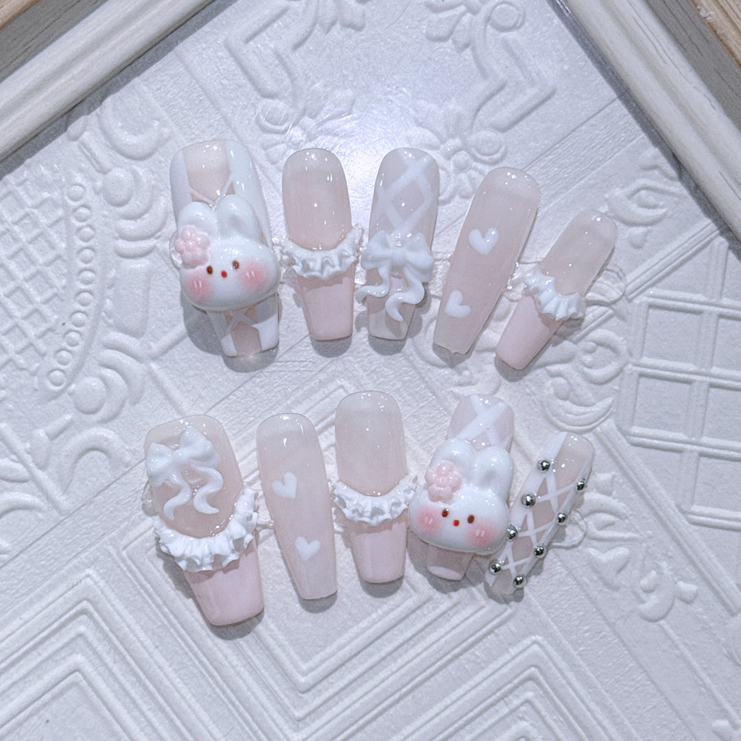 Niedliches Hasen-Thema Press-On Nagelset