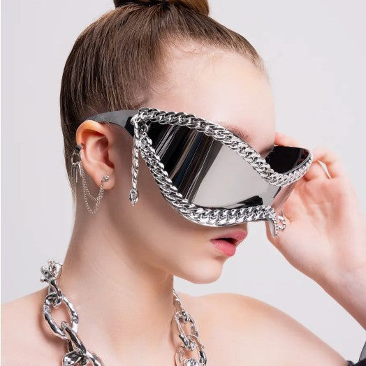 Damen modische Sonnenbrille mit Kettenrahmen Karnz