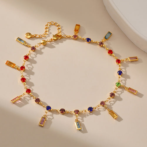 Farbige Edelstein Charm Fußkette Karnz