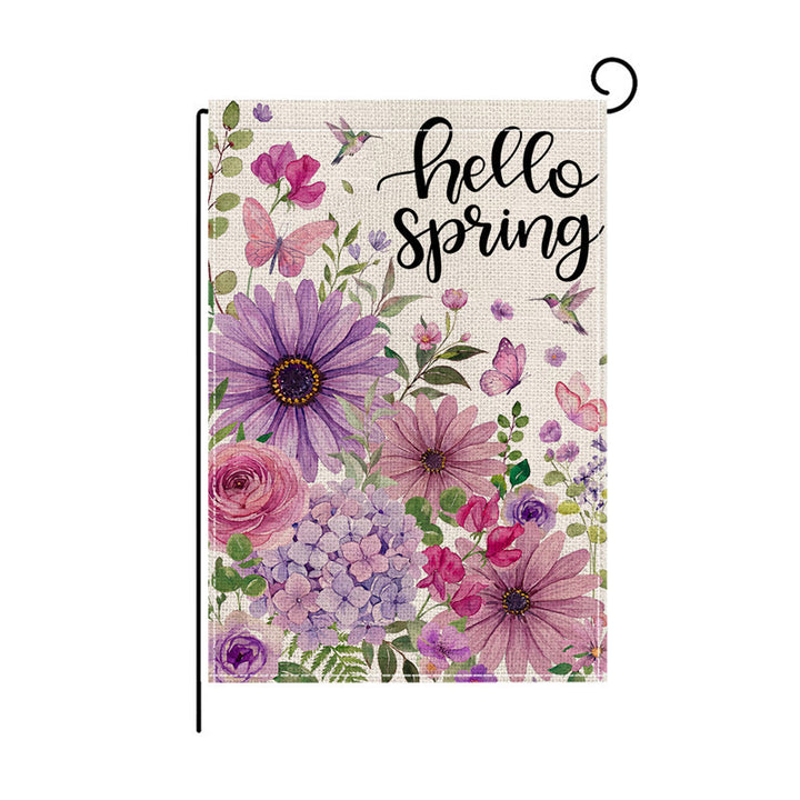Dekorative Jute-Textur Gartenflagge mit Sonnenblume Katze Willkommen Design