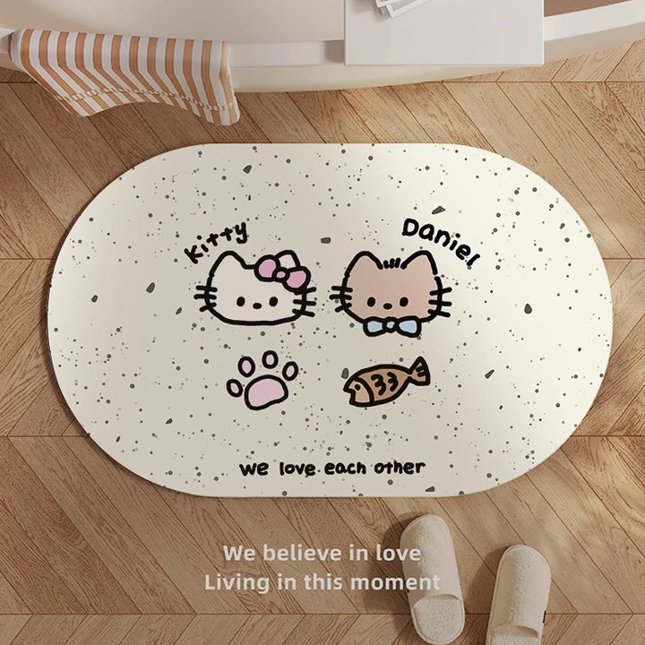 Niedlicher Katzen-Themen Memory-Schaum-Badevorleger Karnz