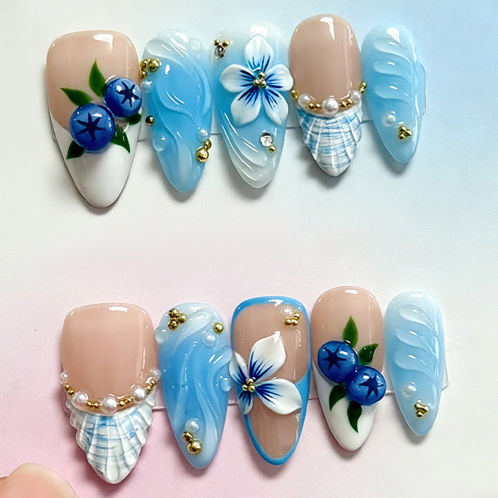 Dekorativer Floral Press-On Nail Set Karnz 1788495872