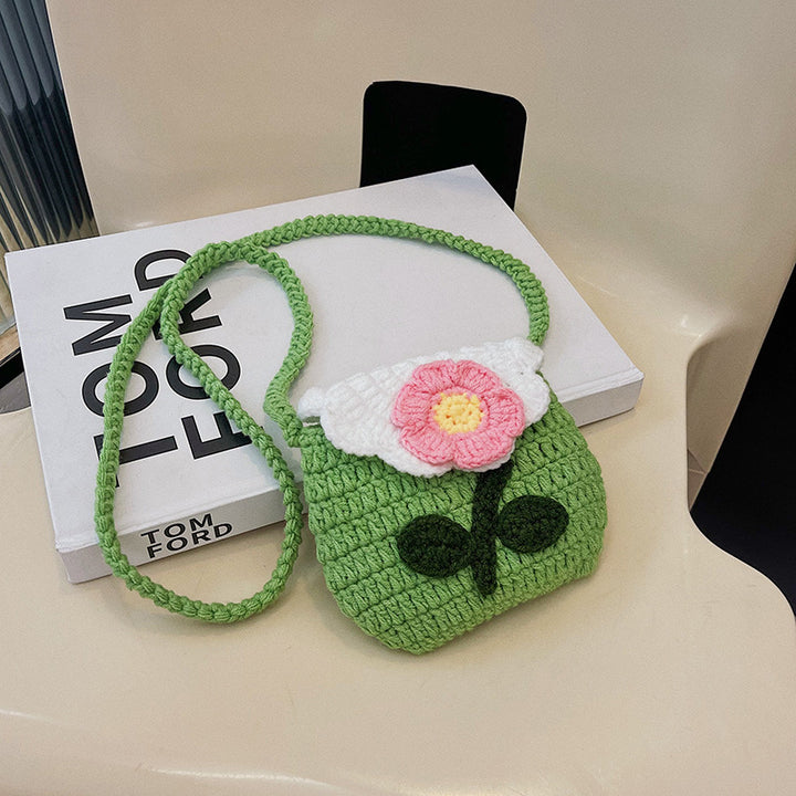 Blumenmuster Häkel Mini Tasche