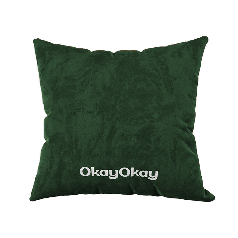 Rectangular Velvet Lumbar Pillow Cover with Hidden Zipper and Embroidered Slogan