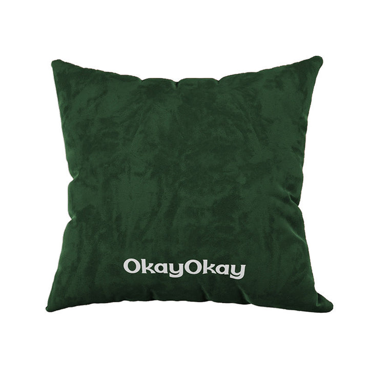 Rectangular Velvet Lumbar Pillow Cover with Hidden Zipper and Embroidered Slogan