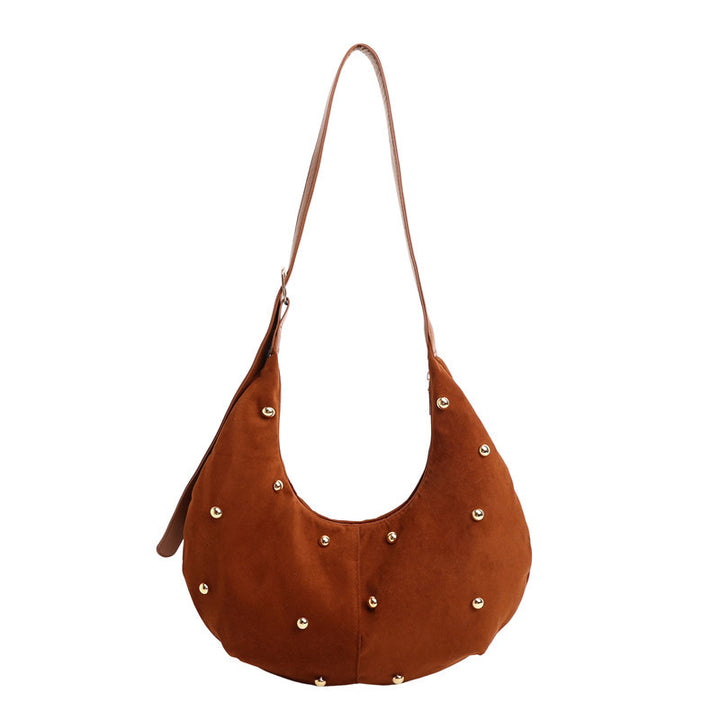 Texturiertes Wildleder Hobo Bag mit dekorativen Nieten Karnz