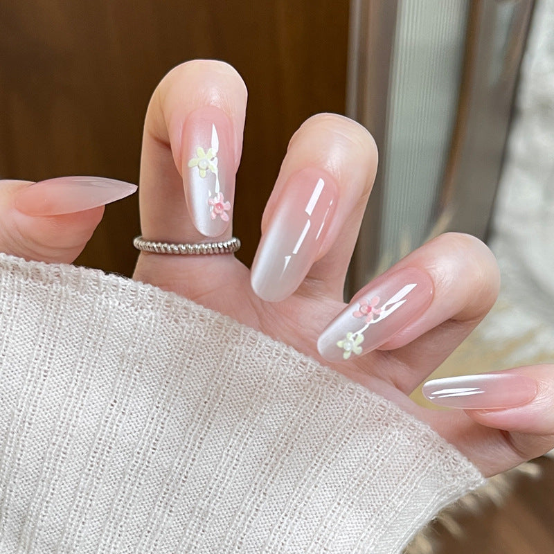 Blumenverzierte Stiletto Drucknägel Karnz