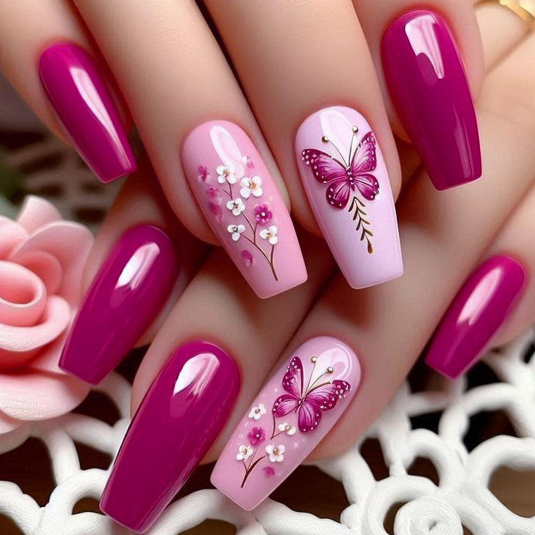 Florales Schmetterling Nagelkunst Set Karnz