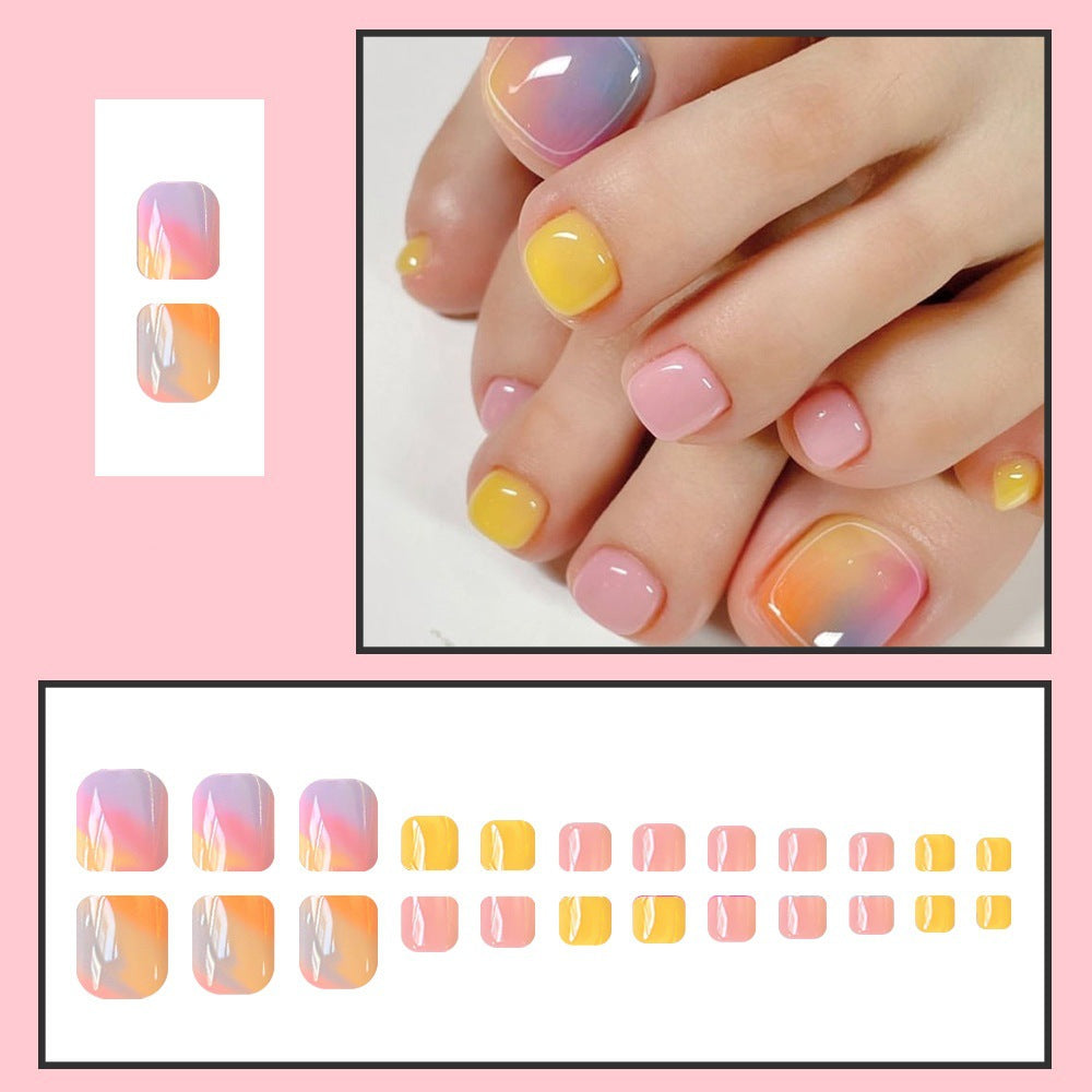 Fußnagelkunstset mit buntem Farbverlauf und eleganten Designs Karnz