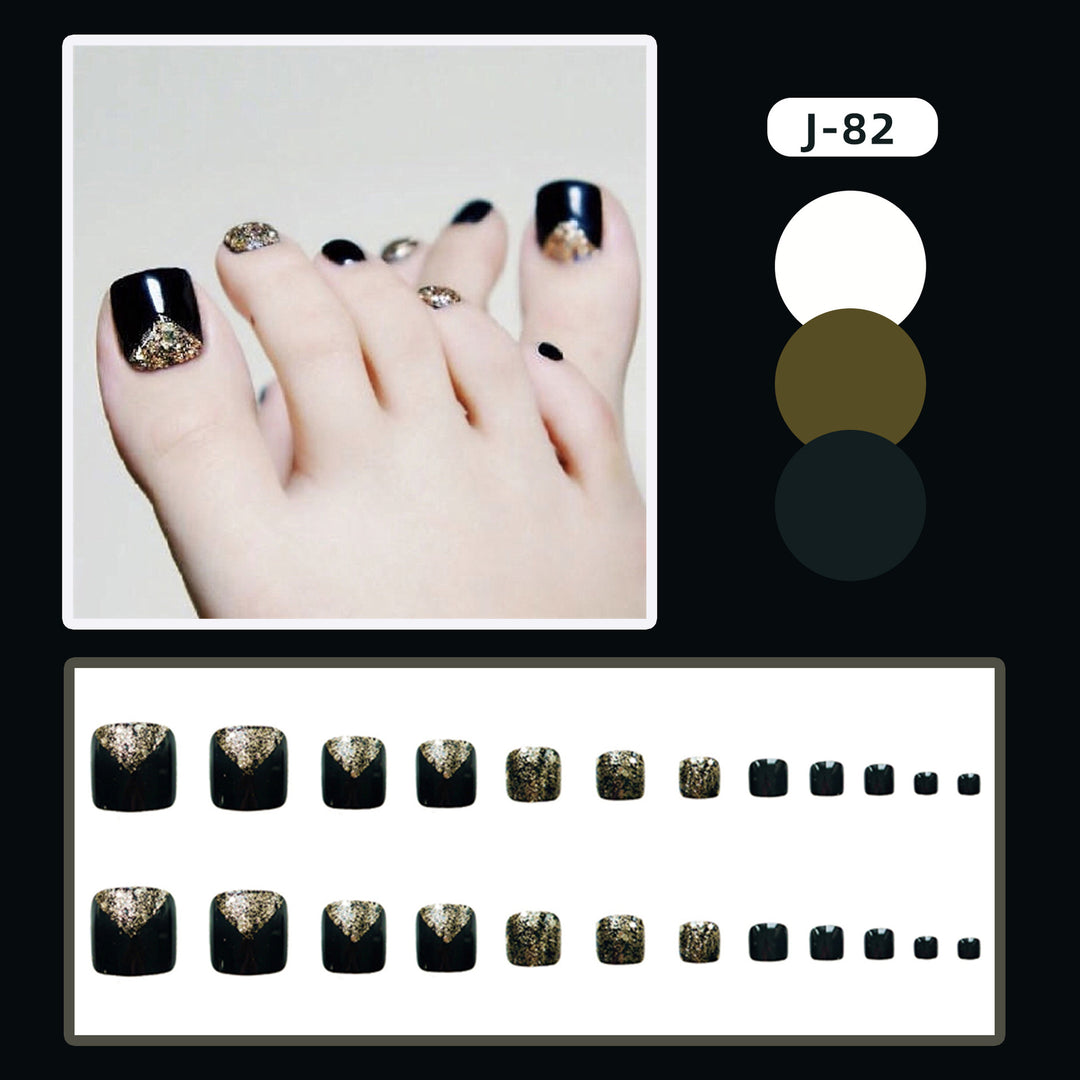 Glamourös Glitter-Enhance Press-On Fußnagelset