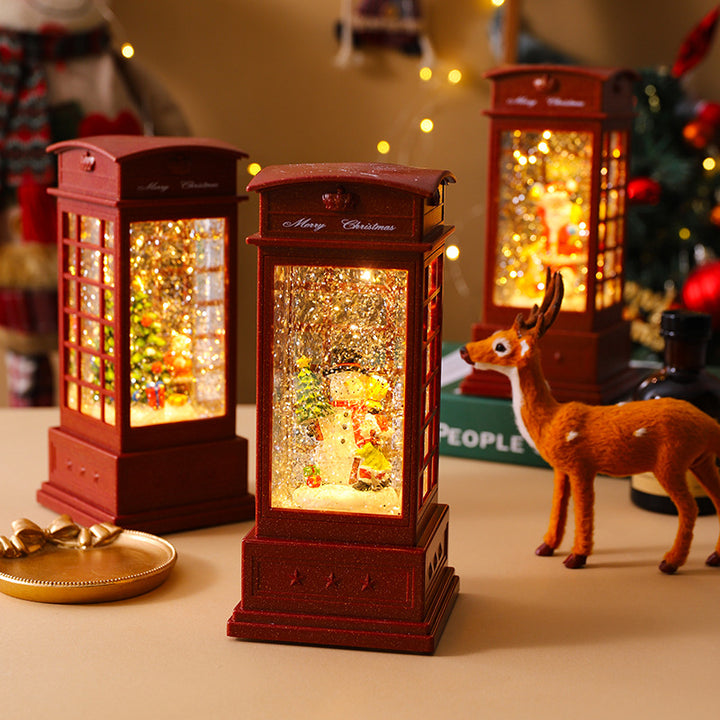 Nostalgische Weihnachtslaterne mit Schneemann-Motiv Karnz