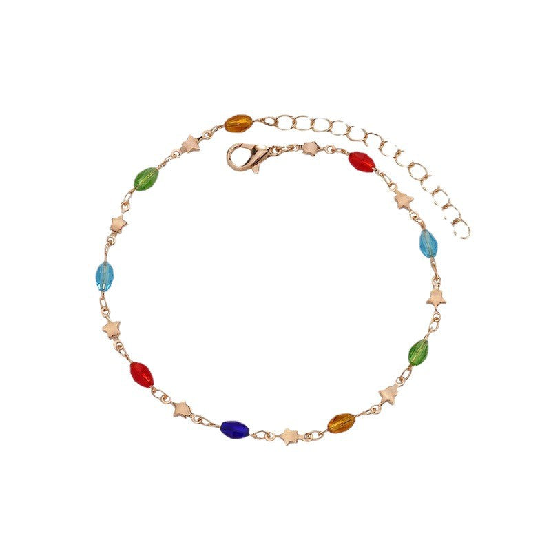 Farbenfrohes Stern Charm Fußkettchen Karnz