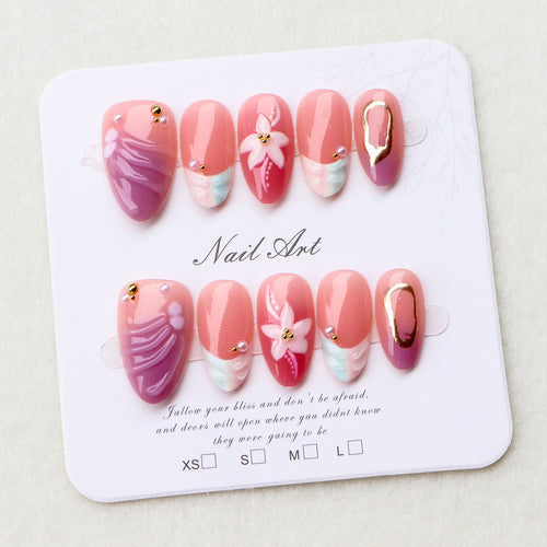 Kreatives Florales Design Press-On Nagelset