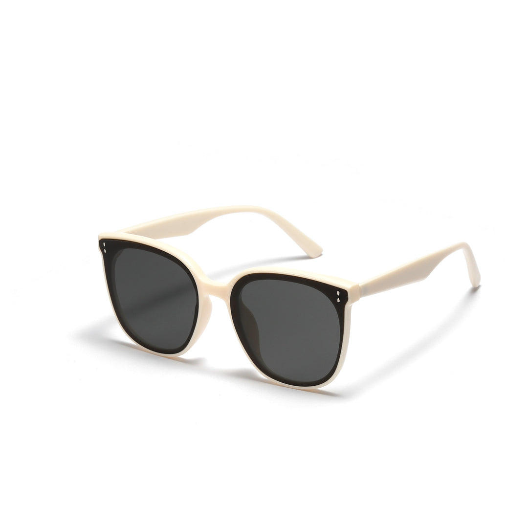 Damen modische quadratische Sonnenbrille mit hochwertigem transparentem Rahmen Karnz