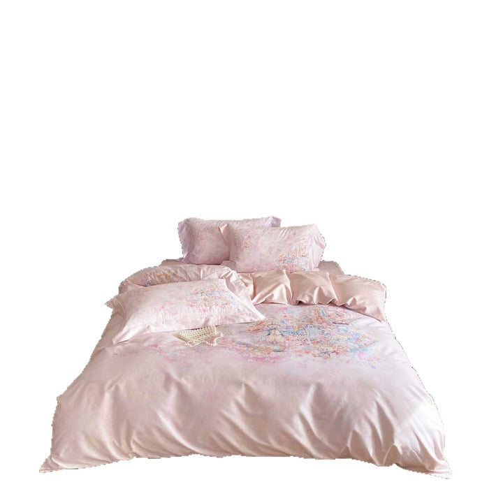 zartes Baumwollsatin-Bettwäscheset mit märchenhaftem Aquarellmotiv