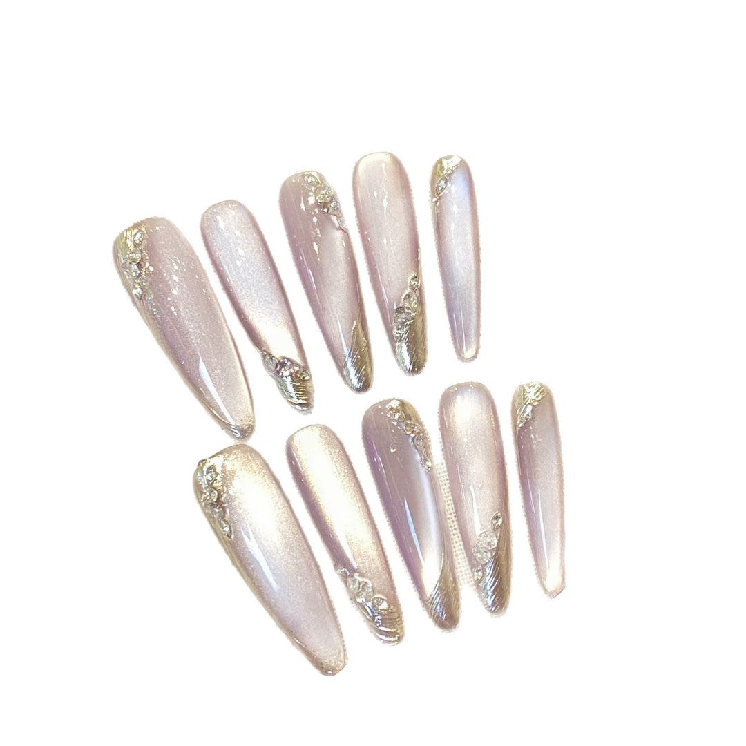 Premium Stiletto Press-On Nail Set mit glitzernden Akzenten