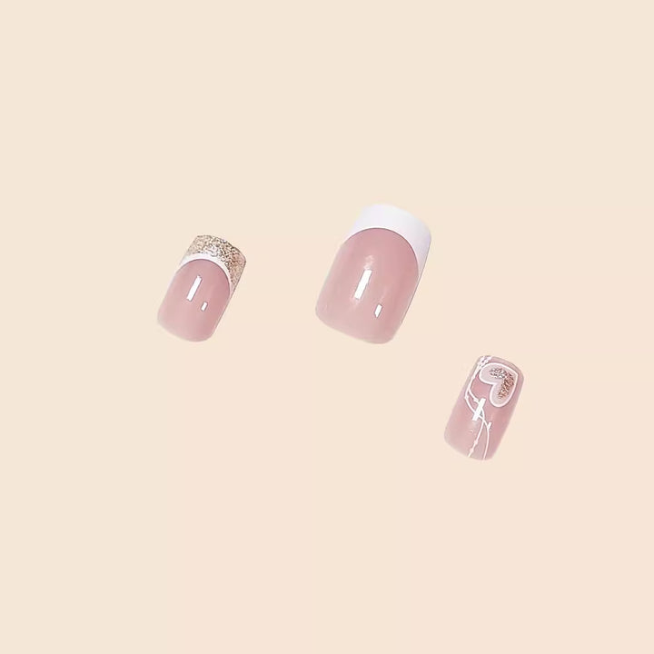 Elegante Französische Spitze Acryl Nagelkunst
