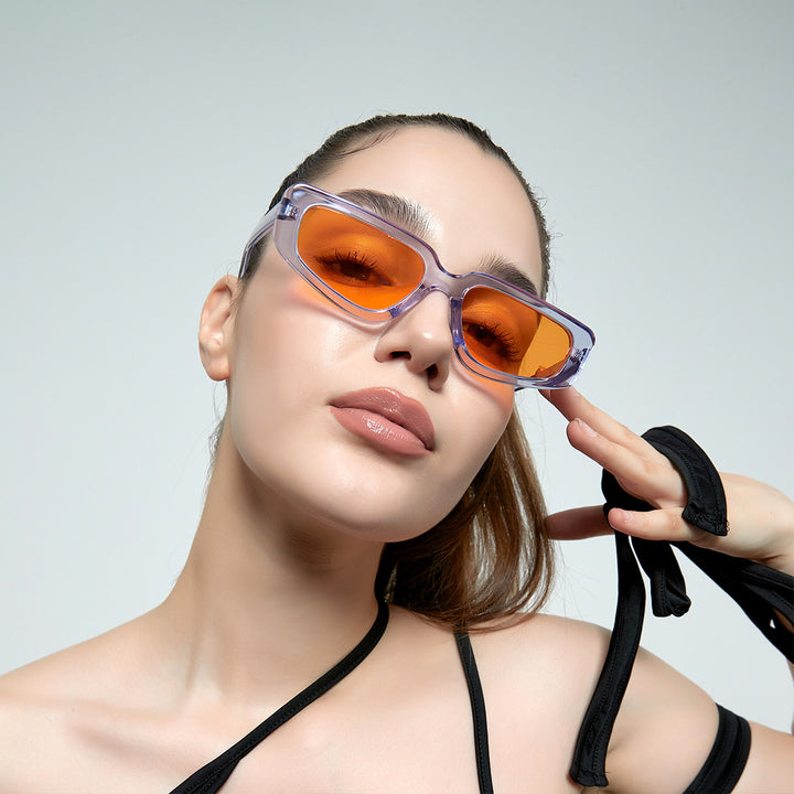 Damen modische quadratische Sonnenbrille mit modernem hochglänzendem Kunststoffrahmen Karnz