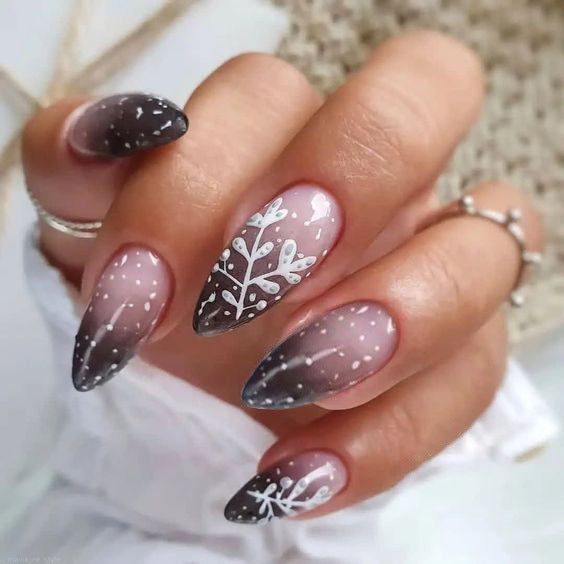 Elegante Ombre Floral Press-On Nagel Set Karnz