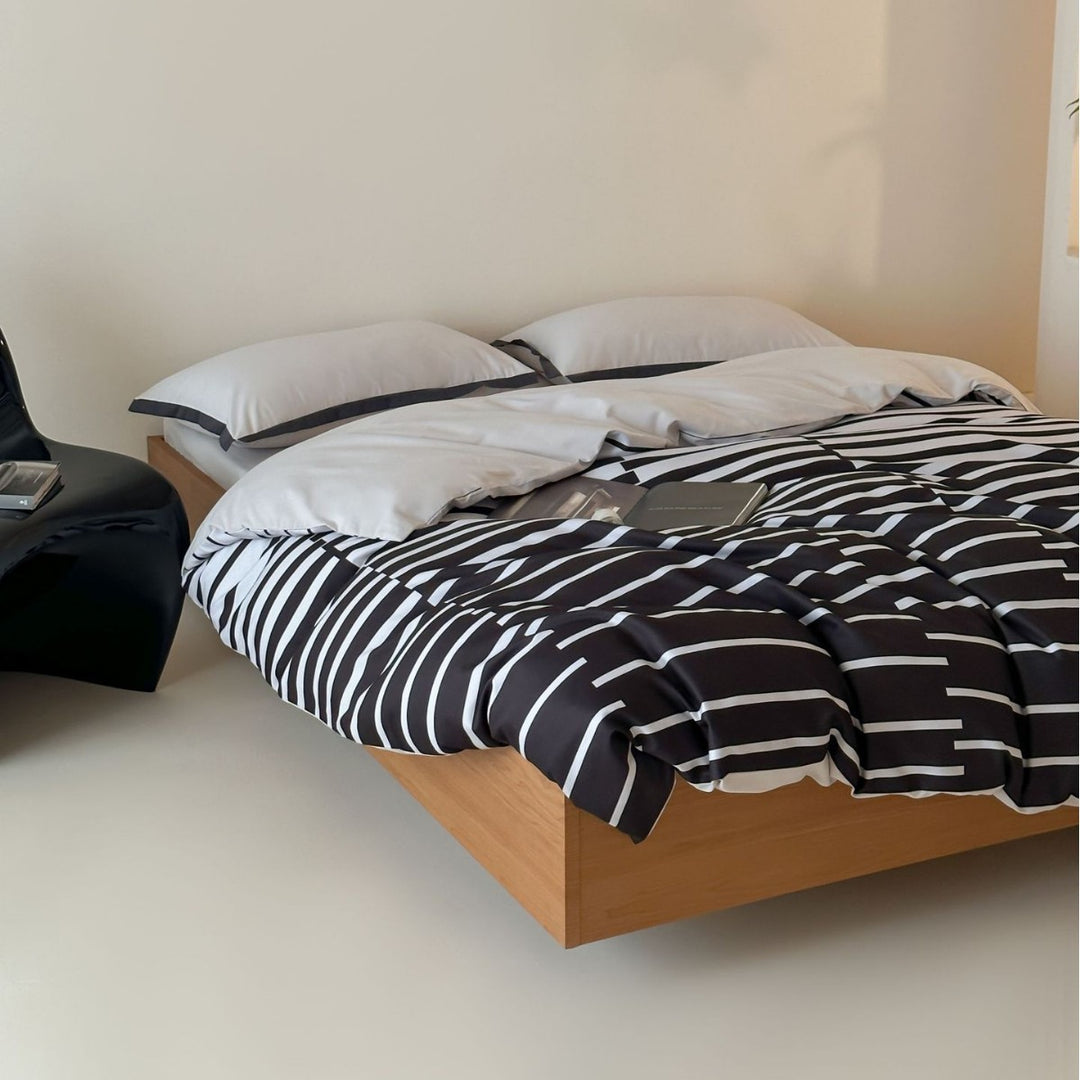Bettbezug-Set aus Baumwollsatin mit Boho-Ethno-Muster und Wendefunktion