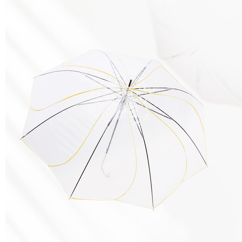 Damen Transparentes Design Faltregenschirm Karnz