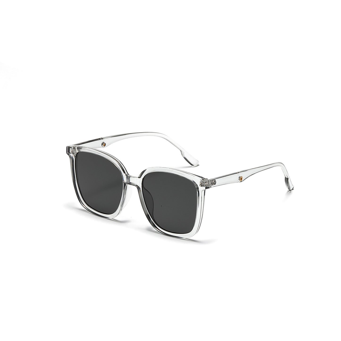 Damen stilvolle quadratische Sonnenbrille mit klarem Rahmen und polarisierten Gläsern Karnz