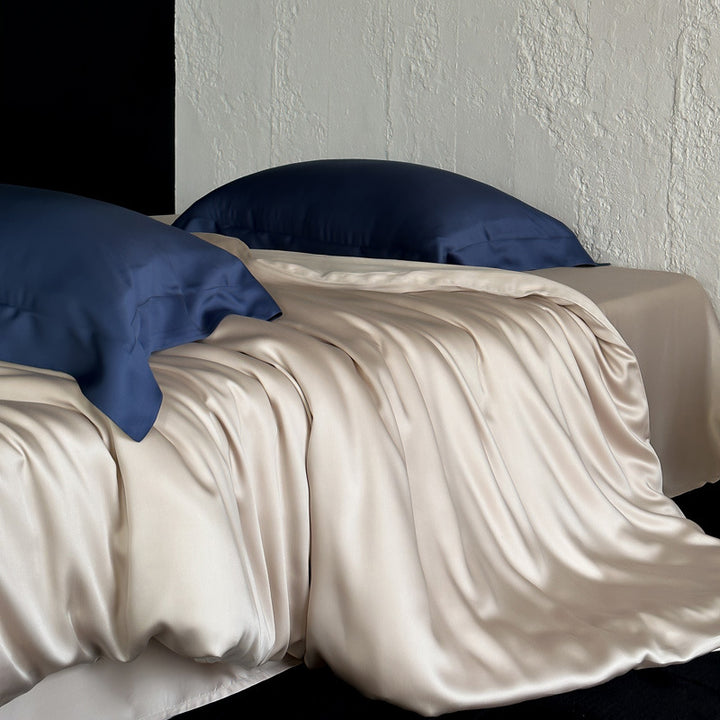 Luxuriöser Maulbeerseide-Feeling Satin Bettbezug & Kissenbezug Set mit umkehrbarem Matt-Glanz-Finish