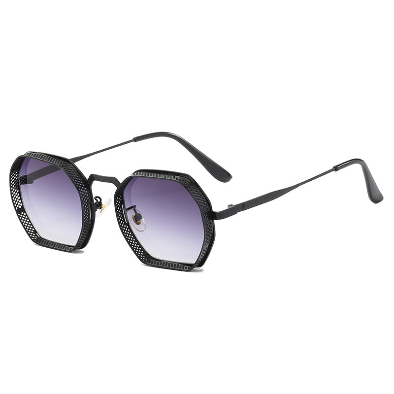 Damen Sonnenbrille mit einzigartigem oktagonalem Metallrahmen Karnz