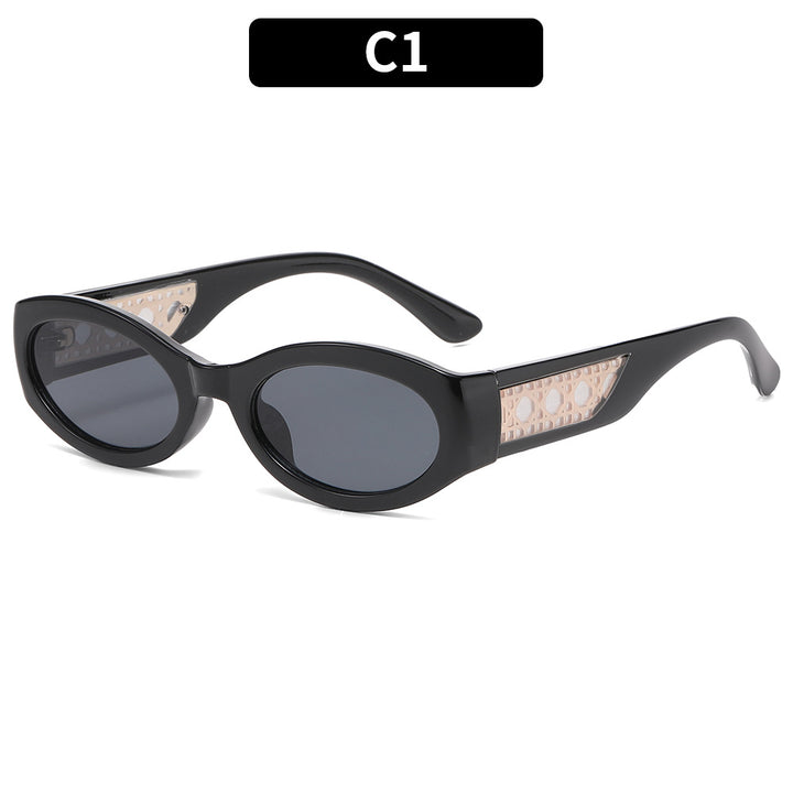 Modische Retro Ovalrahmen-Sonnenbrille