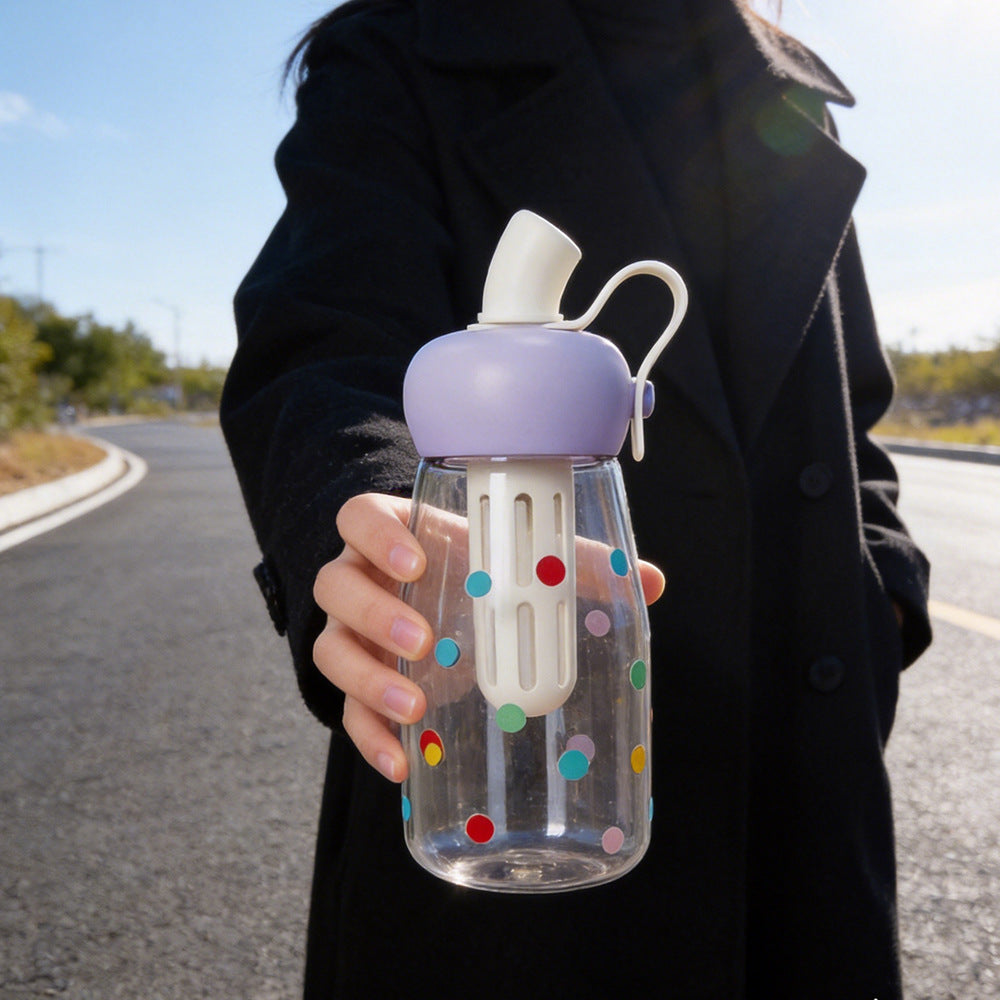 Damen Trinkflasche mit integriertem Fruchtfilter und praktischem Tragegriff Karnz
