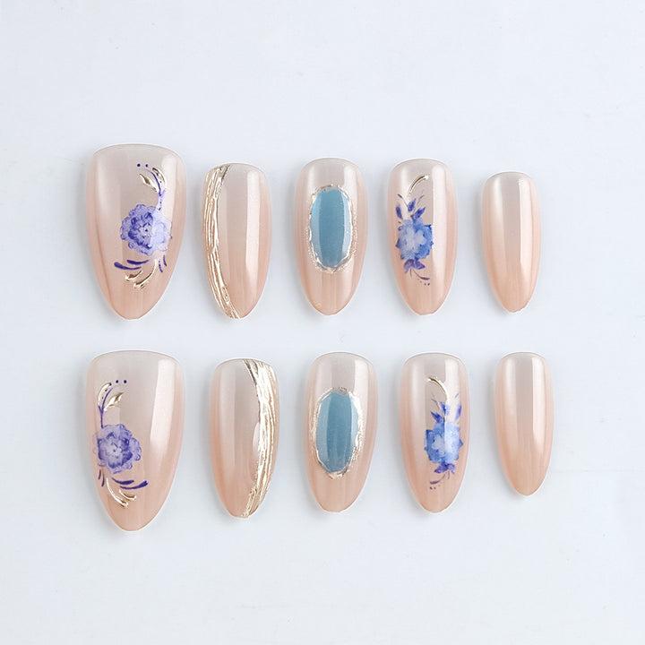 Künstlerisches Floral Press-On Nail Art Set Karnz