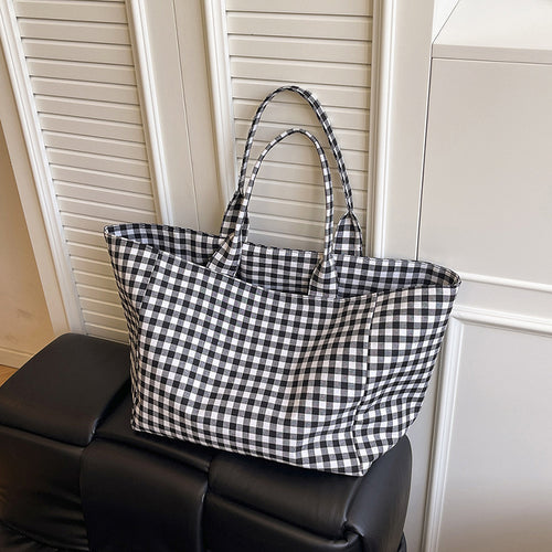 Stilvolle Karierte Utility Tote Bag Karnz