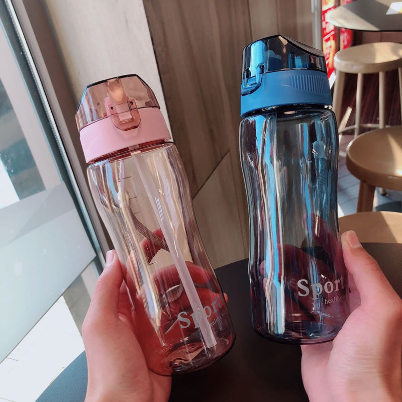 Damen Ergonomische Sporttrinkflasche mit integrierter Trinkhalmfunktion Karnz