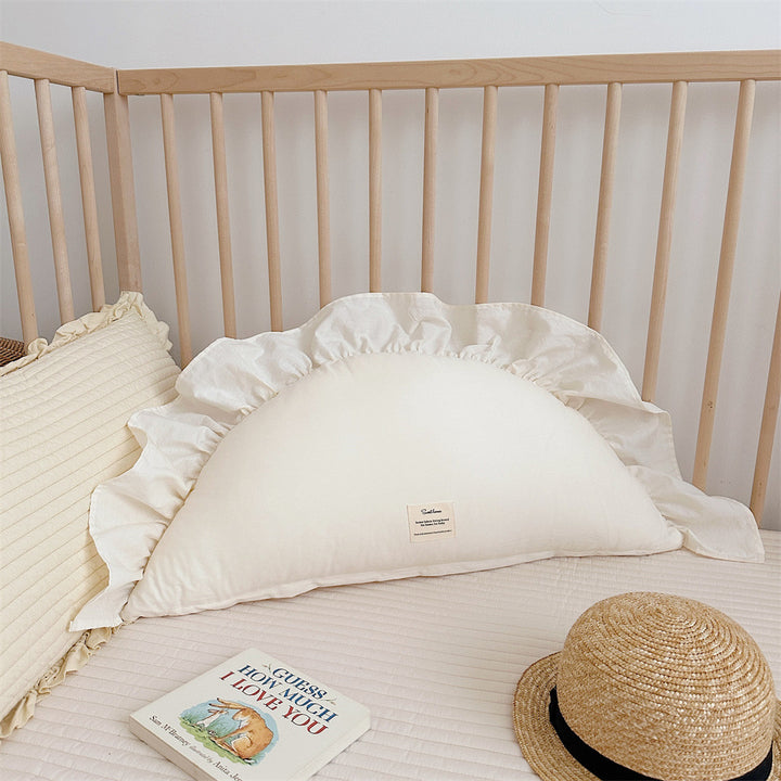 Rüschengingham-Kinderzimmer-Polsterkissen mit Bärenapplikation