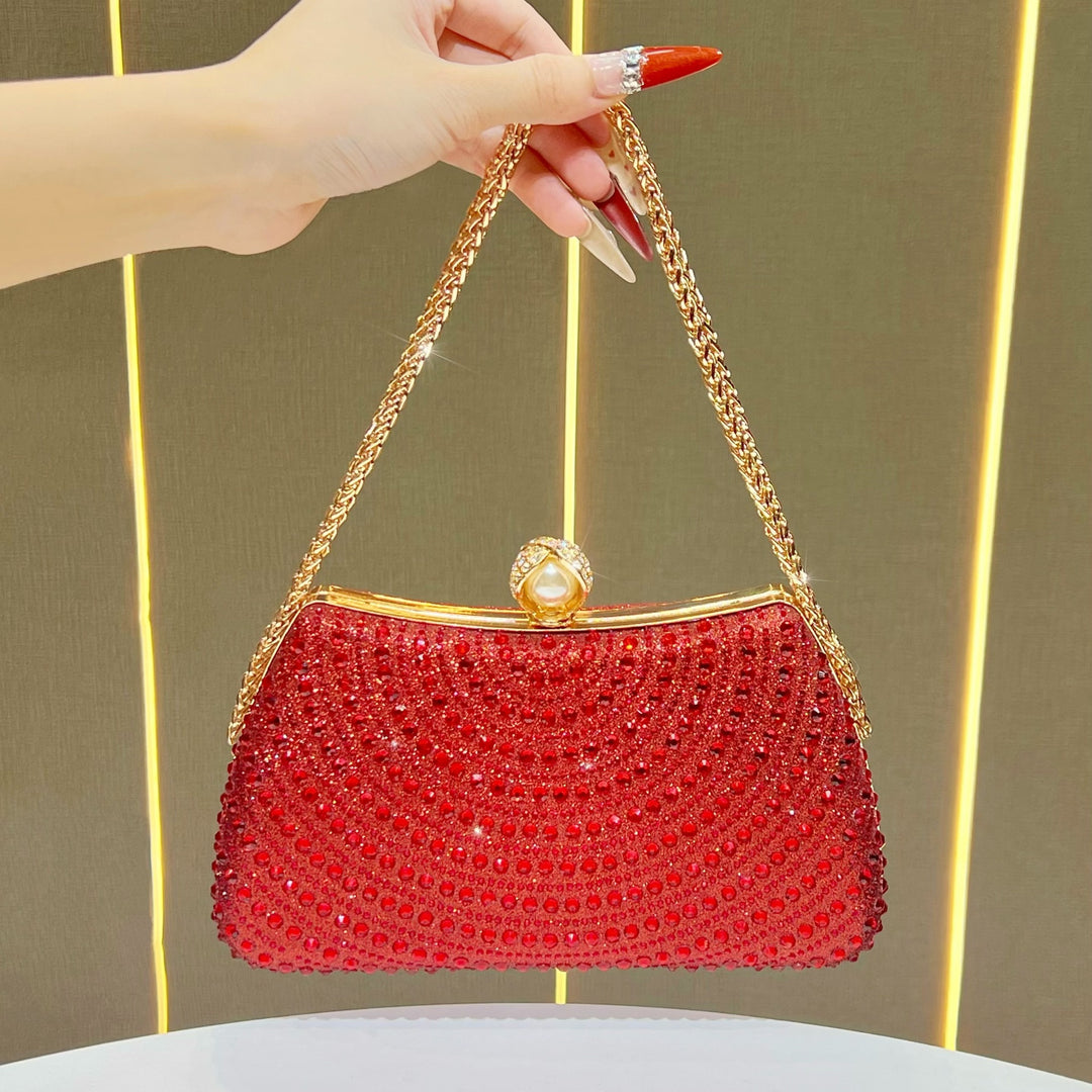 Dekorative mit Kristallen besetzte abendliche Handtasche
