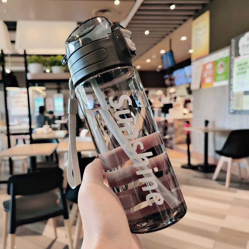 Damen transparente Trinkflasche mit ergonomischem Deckel Karnz