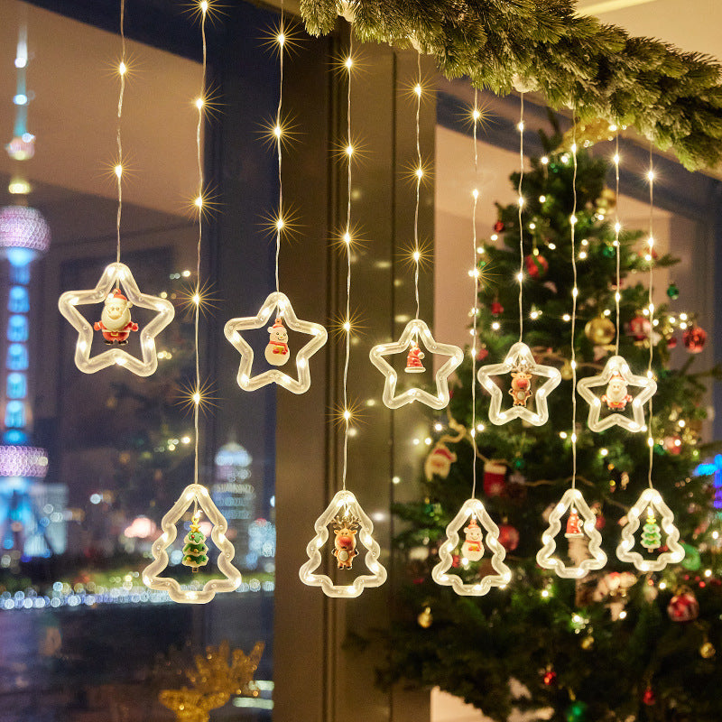 Weihnachtsdekorative Lichtsterne mit Schneeflocken Karnz