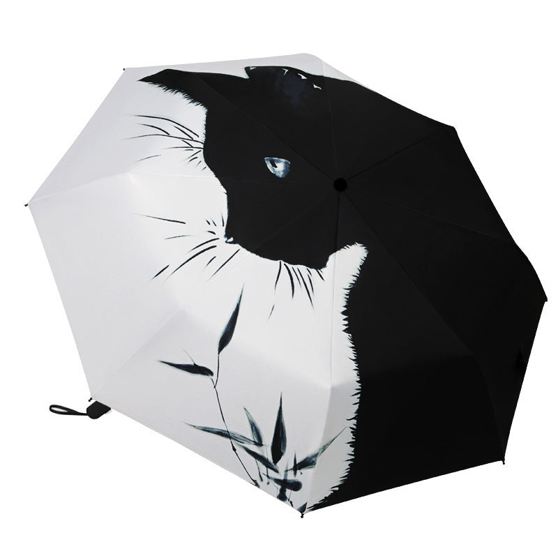 Damen Automatischer Regenschirm mit Katzenmotiv Karnz