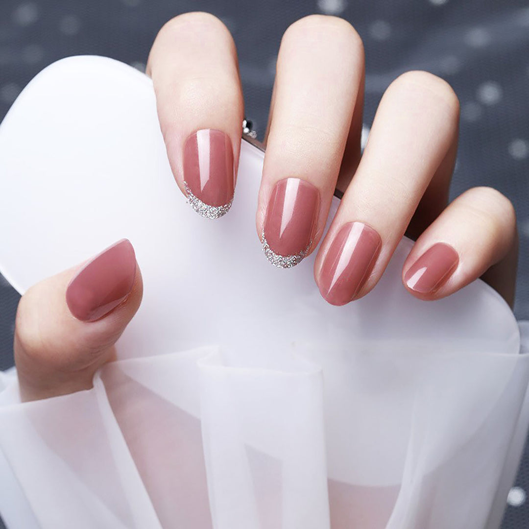 Funkelnde French Tip Press-On Nägel