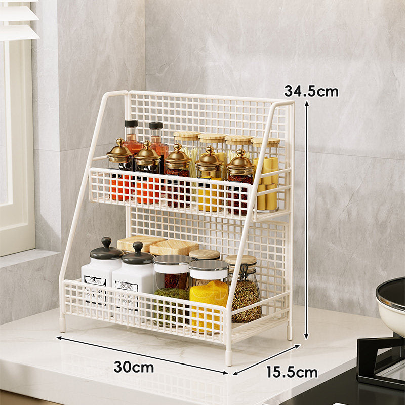 Drei-Tier-Mesh-Arbeitsplatten-Küchenorganisator-Regal für Flaschen und Gewürze