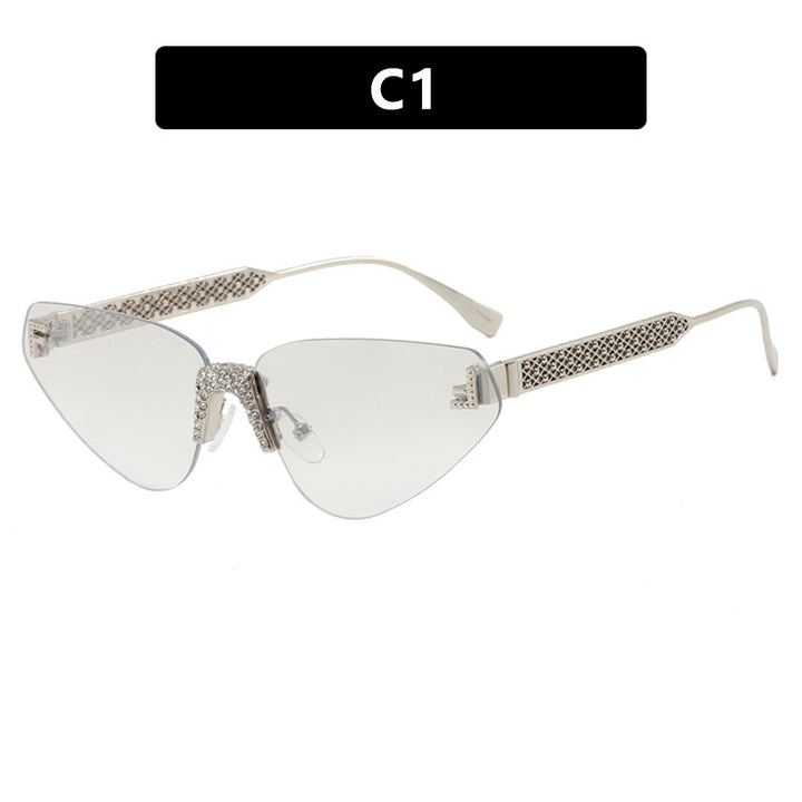Damen Designer Katzenaugen-Sonnenbrille mit funkelndem Strass-Besatz Karnz